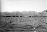 Cuirassés en rade. Croiseur à batterie Cecille, navires école Calédonien et Couronne