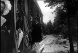 Funiculaire du Puy de Dôme. Arrêt station. Vue de bois